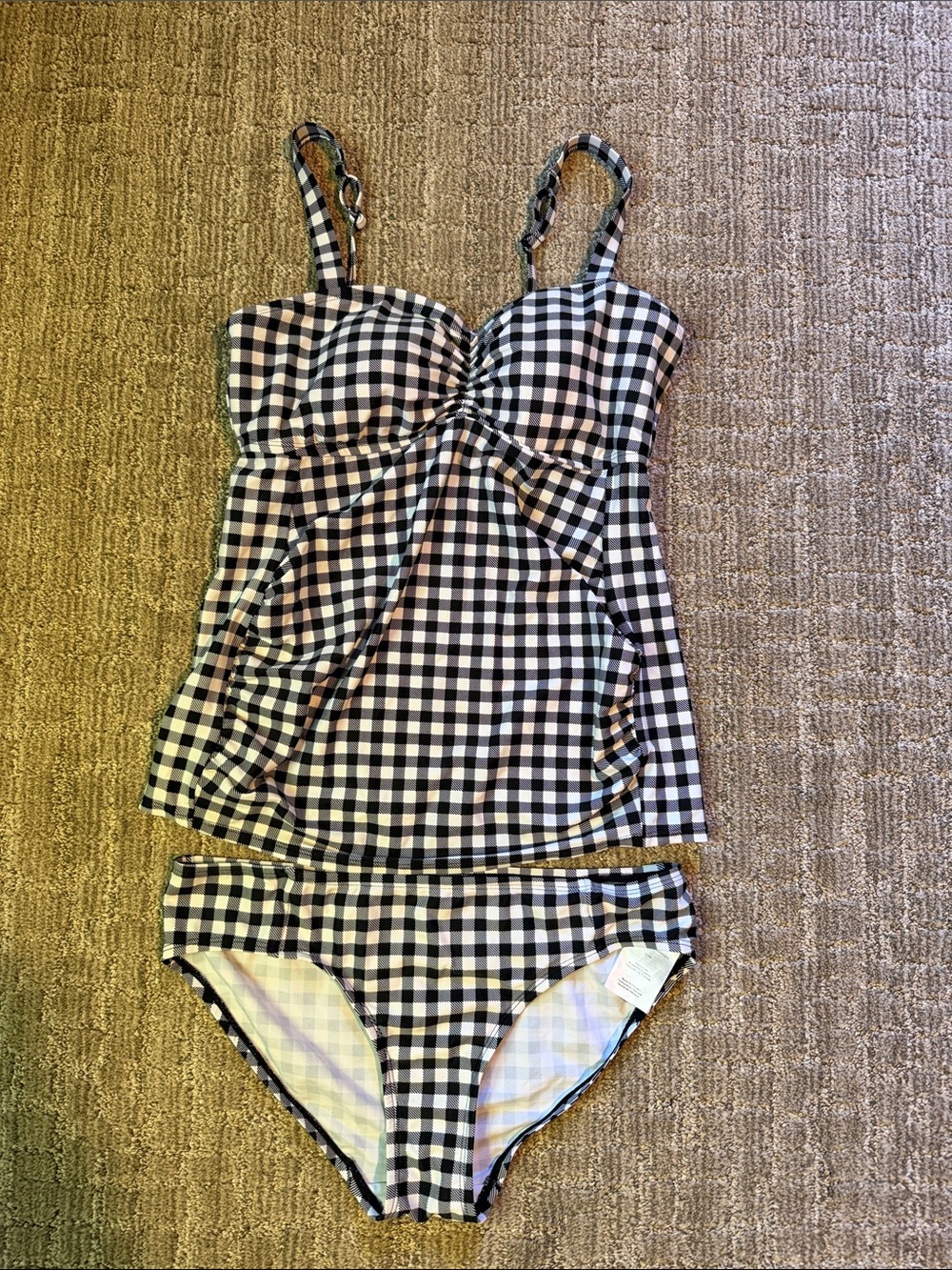 Motherhood Maternity Beach Bump Black and White Gingham Tankini Two-Piece